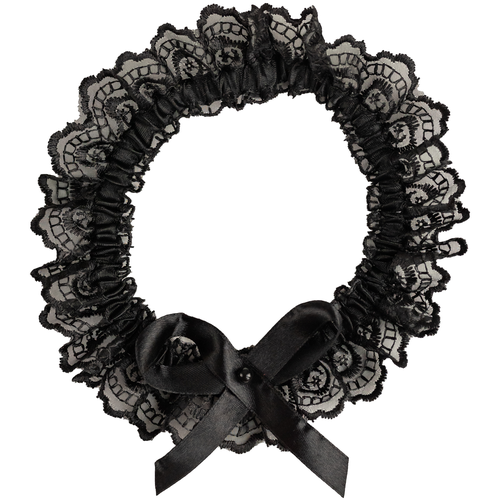 Дизайнерская подвязка для девушки на свадьбу, фотосессию и свидание из черного кружева с бантом из атласной ленты и темной бусиной