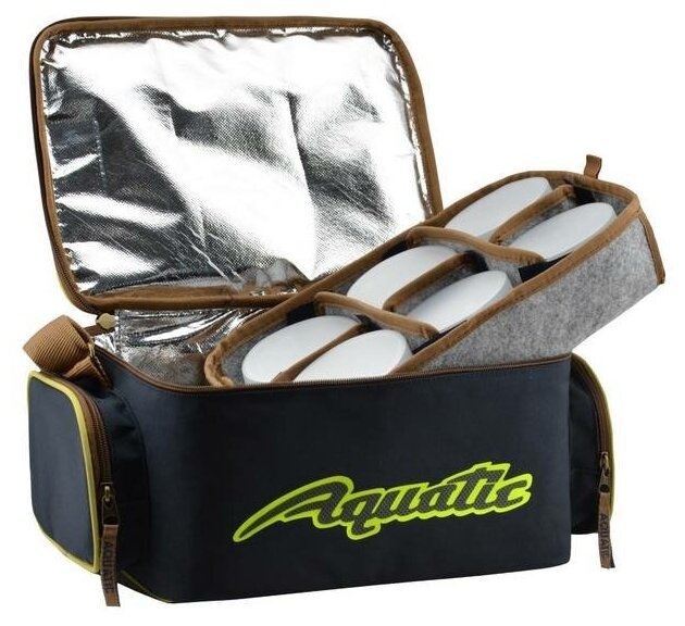 AQUATIC Термо-сумка с банками 12шт Aquatic С-43С для хранения дипов и насадок (синий, 32х23х21см)
