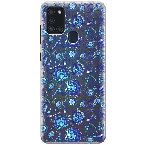 фото Ультратонкий силиконовый чехол-накладка transparent для samsung galaxy a21s с 3d принтом "gzhel" gosso
