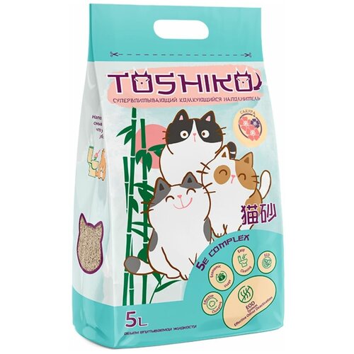 TOSHIKO наполнитель древесный комкующийся для туалета кошек с ароматом сакуры (20 л)