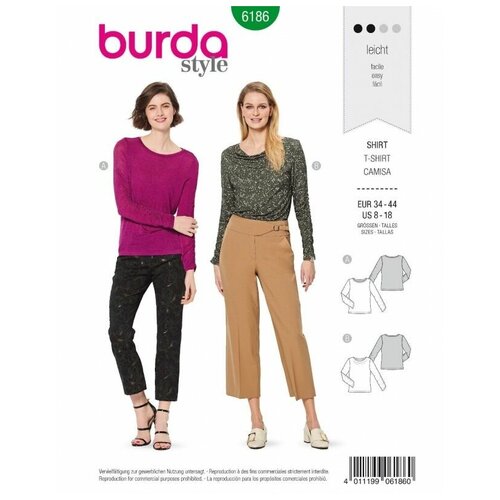 фото Выкройка burda 6186 - женственные рубашки с длинным рукавом