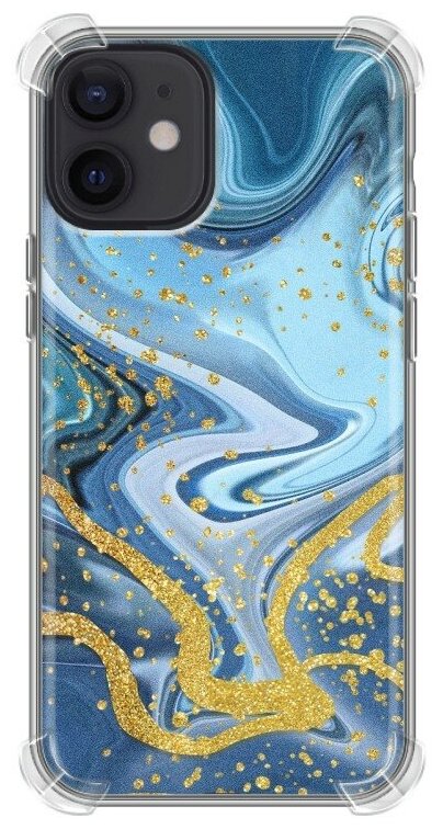 Дизайнерский силиконовый с усиленными углами чехол для Айфон 12 мини / Iphone 12 Mini Мрамор