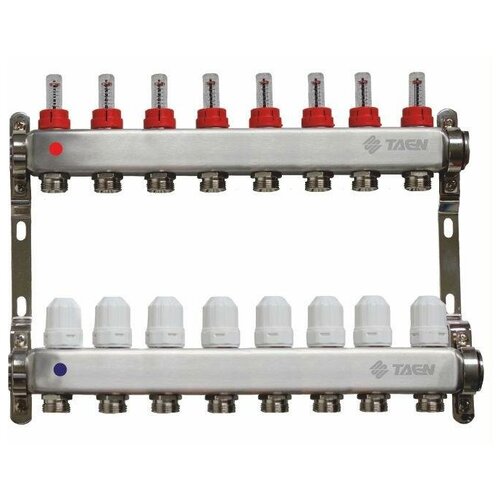 Коллекторная группа для теплого пола TAEN 1x3/4x8 вых. с расходомерами и регулир. клапанами (нерж. сталь)