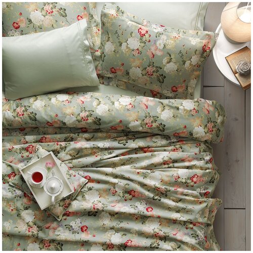 фото Комплект постельного белья tivolyo home angelica жатка зеленый (1,5 сп)