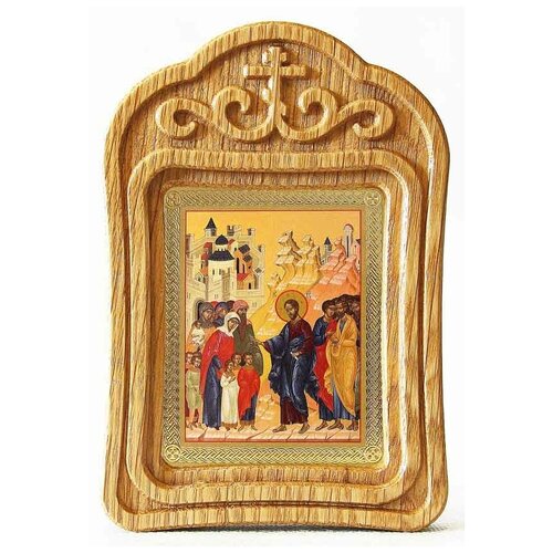 Благословение детей, икона в резной деревянной рамке благословение детей икона в рамке с узором 19 22 5 см