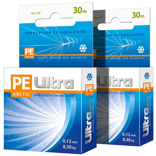 фото Плетеный шнур pe ultra arctic 0,12mm 30m, набор 2шт aqua