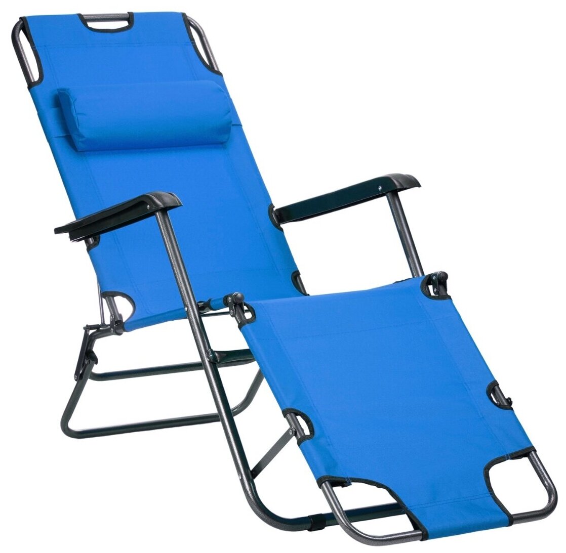 Кресло-шезлонг цвет голубой (каркас железная труба, пластиковые подлокотники) - фотография № 1