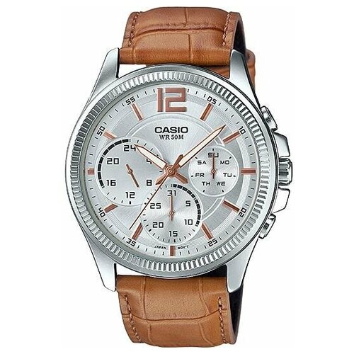 Наручные часы CASIO, серебряный, коричневый наручные часы casio collection mtp v300l 7a2