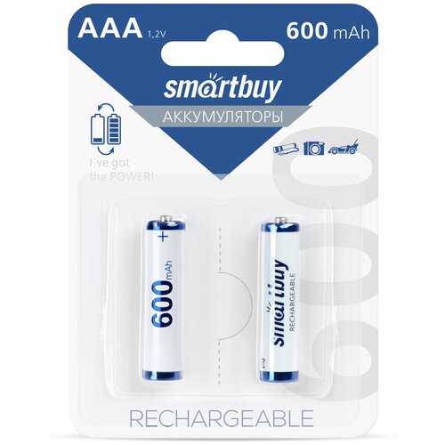 Аккумулятор Ni-Mh 600 мА·ч 1.2 В SmartBuy AAA Rechargeable 600, в упаковке: 2 шт. аккумулятор ni mh 1100 ма·ч 1 2 в smartbuy aaa rechargeable 1100 в упаковке 2 шт