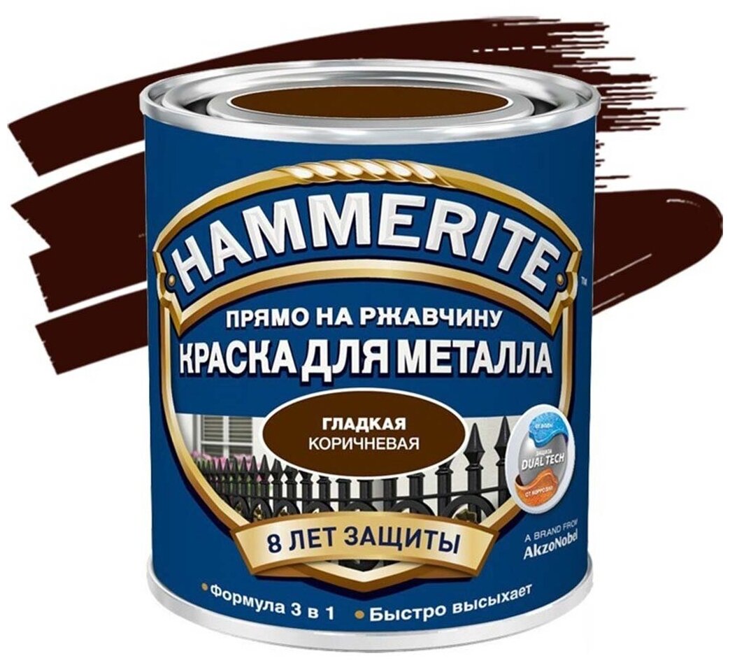 Грунт- эмаль Hammerite по ржавчине коричневая 2.2 кг