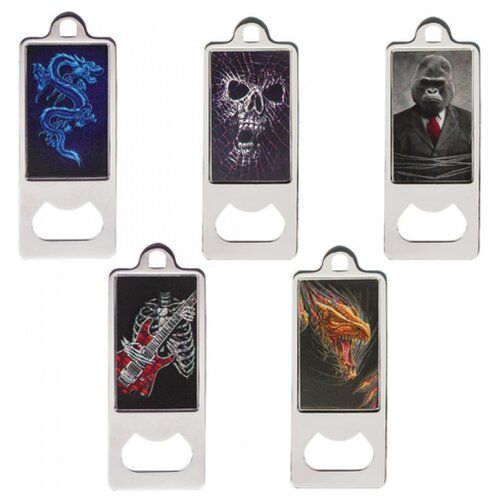 Открывалка металлическая BRAUBERG, 36х96 мм, объемное 3D-изображение, ассорти (5 видов), 604201