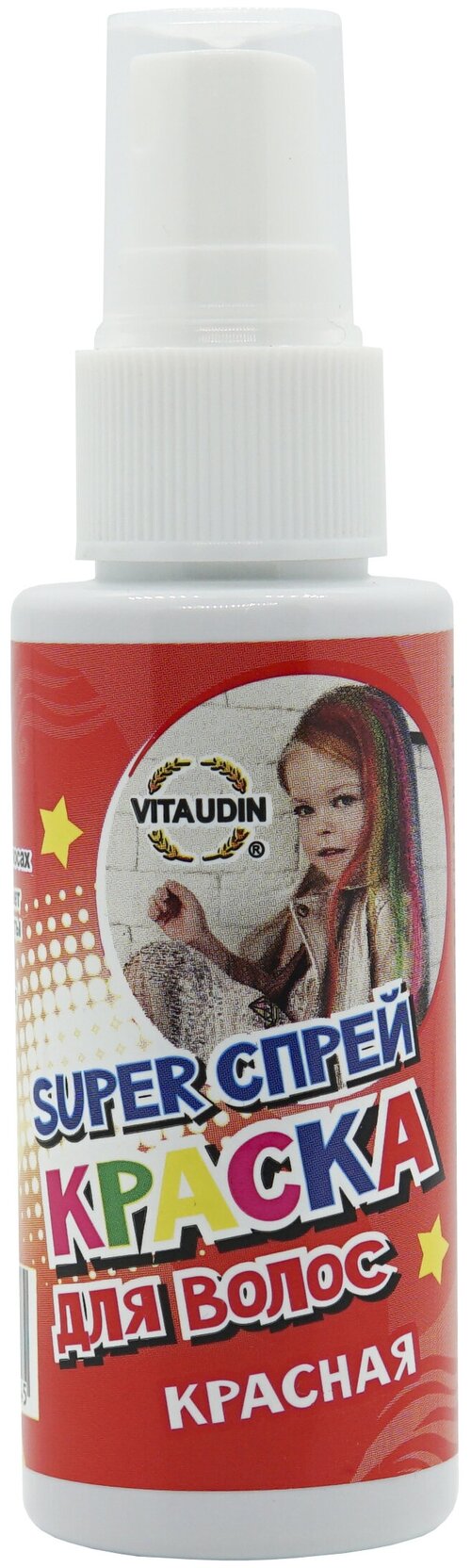 VITA UDIN Super спрей-краска для волос, красный, 50 мл, 67 г