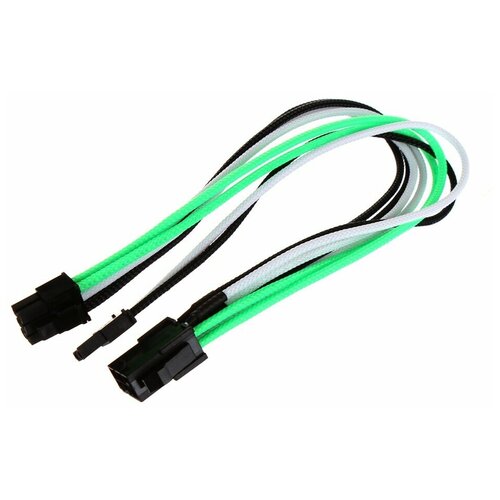 Аксессуар Переходник Nanoxia 6-pin PCI-E - 8-pin (6+2) 30cm Green-White-Black NXP683EGWS gpu vga dual 8 pin pci e male to 8 pin 6 pin pci e female 180 degree connector desktop graphics power adapter board