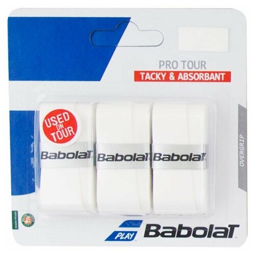 Овергрип BABOLAT Pro Tour X3, арт.653037-101, упак. по 3 шт, 0.6 мм, 115 см, белый коричневая спортивная сумка для теннисной ракетки wilson 2023 super tour pro staff v14 3 шт ракетки wr8025801001