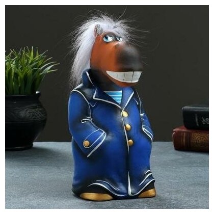 Копилка"Конь в пальто" 22см, синий Хорошие сувениры 1668278 .