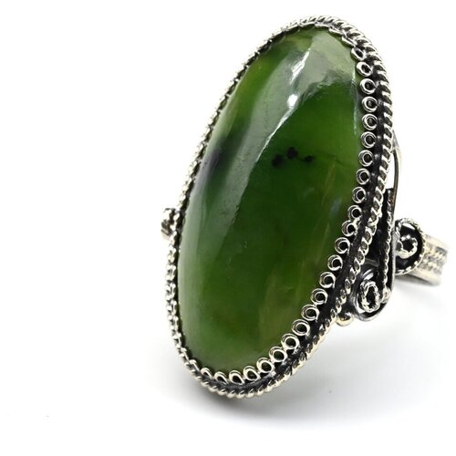Кольцо, нефрит, размер 18.5, зеленый