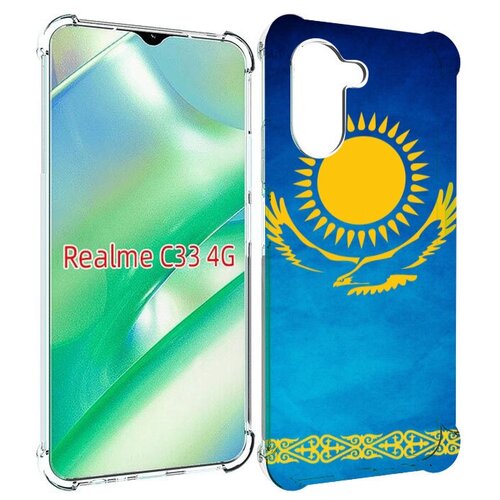 Чехол MyPads герб и флаг казахстана для Realme C33 4G задняя-панель-накладка-бампер чехол mypads герб туркменистан для realme c33 4g задняя панель накладка бампер