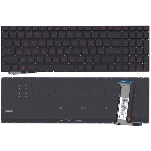 Клавиатура для ноутбука Asus N551, N751, G551, GL552, GL752, G771 черная, без рамки, с подсветкой клавиатура для ноутбука asus g771 n551 черная без рамки с подсветкой короткий шлейф