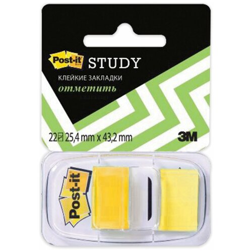 Закладки клейкие Post-it Study, пластиковые, 25 мм, 22 шт, желтые наклейка для упаковки ярлыков ярлык для украшения ярлыков бумажная наклейка для рамадана