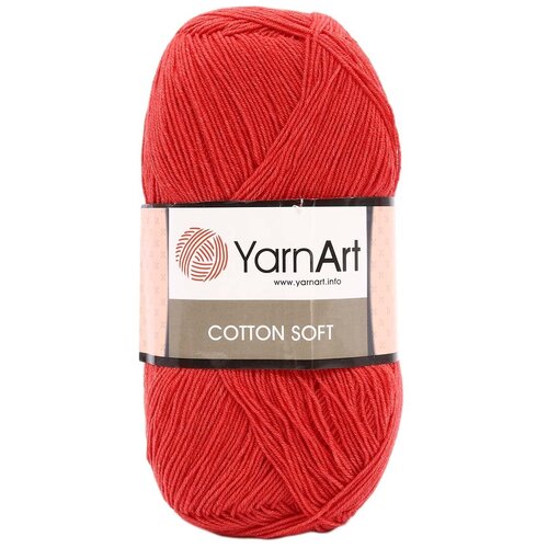 фото Пряжа для вязания yarnart 'cotton soft' 100гр 600м (55% хлопок, 45% акрил) (26 коралл), 5 мотков