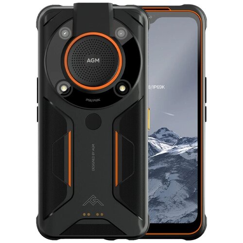 Смартфон AGM Glory SE 8/128 ГБ, Dual nano SIM, черный/оранжевый смартфон oukitel wp6 6 гб 128 гб 10000 мач ip68 водонепроницаемый телефон с экраном 6 3 дюйма fhd тройная камера 48 мп восьмиядерный
