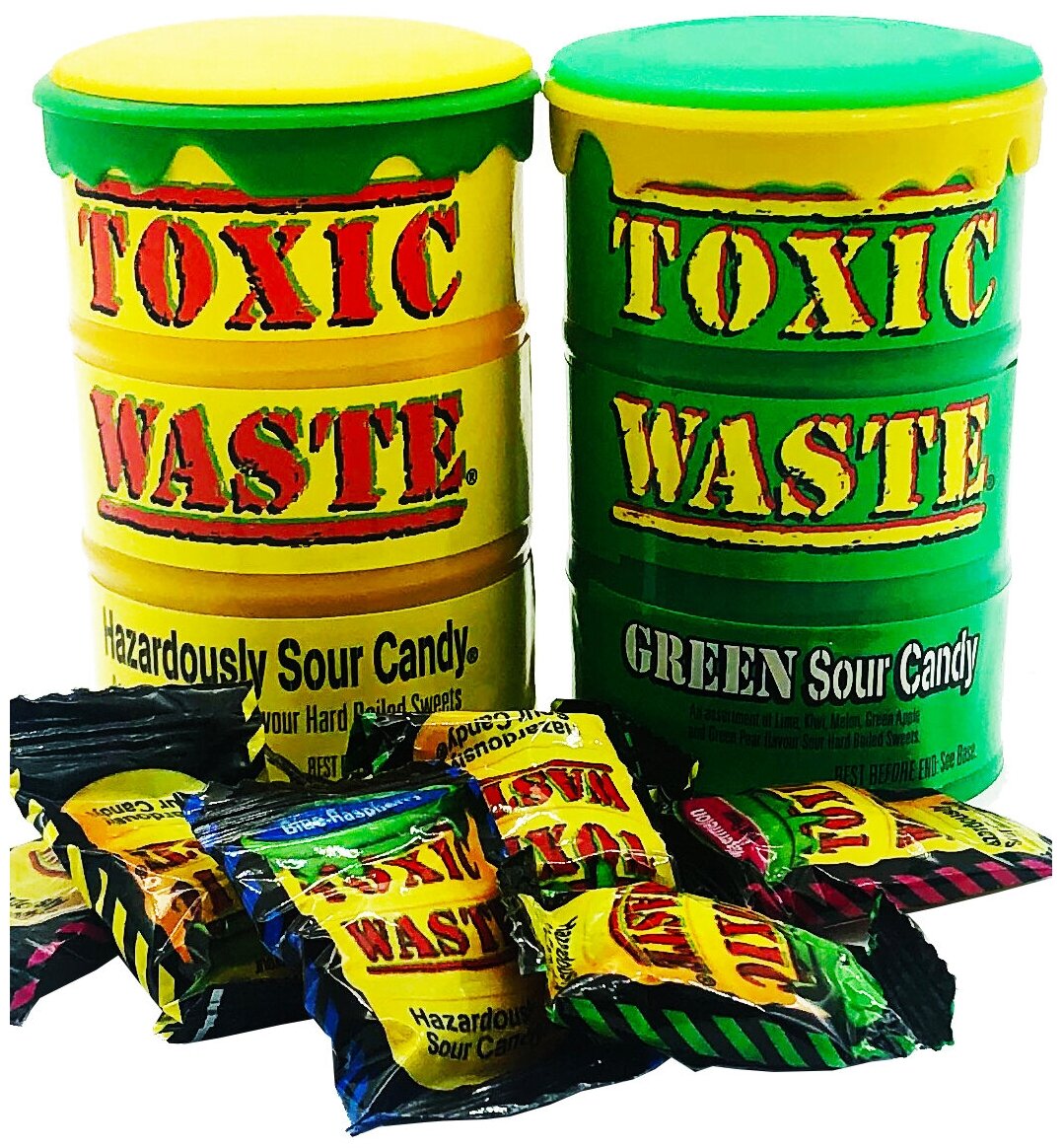 Toxic Waste набор из самых кислых конфет два цвета, желтый и зеленый