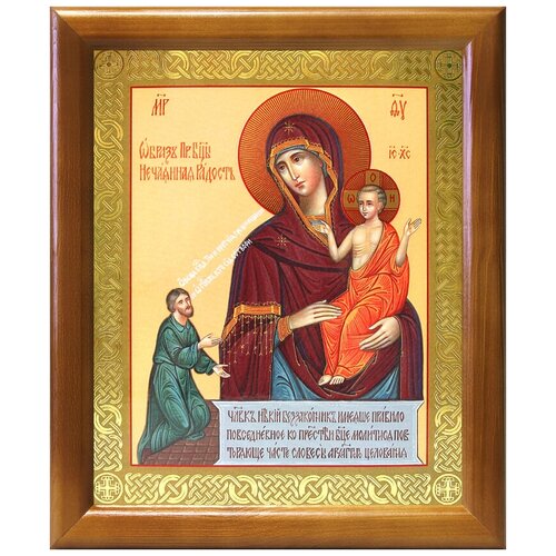 Икона Божией Матери Нечаянная Радость, деревянная рамка 17,5*20,5 см
