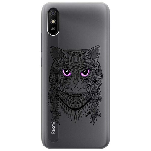 фото Ультратонкий силиконовый чехол-накладка clearview 3d для xiaomi redmi 9a с принтом "grand cat" gosso
