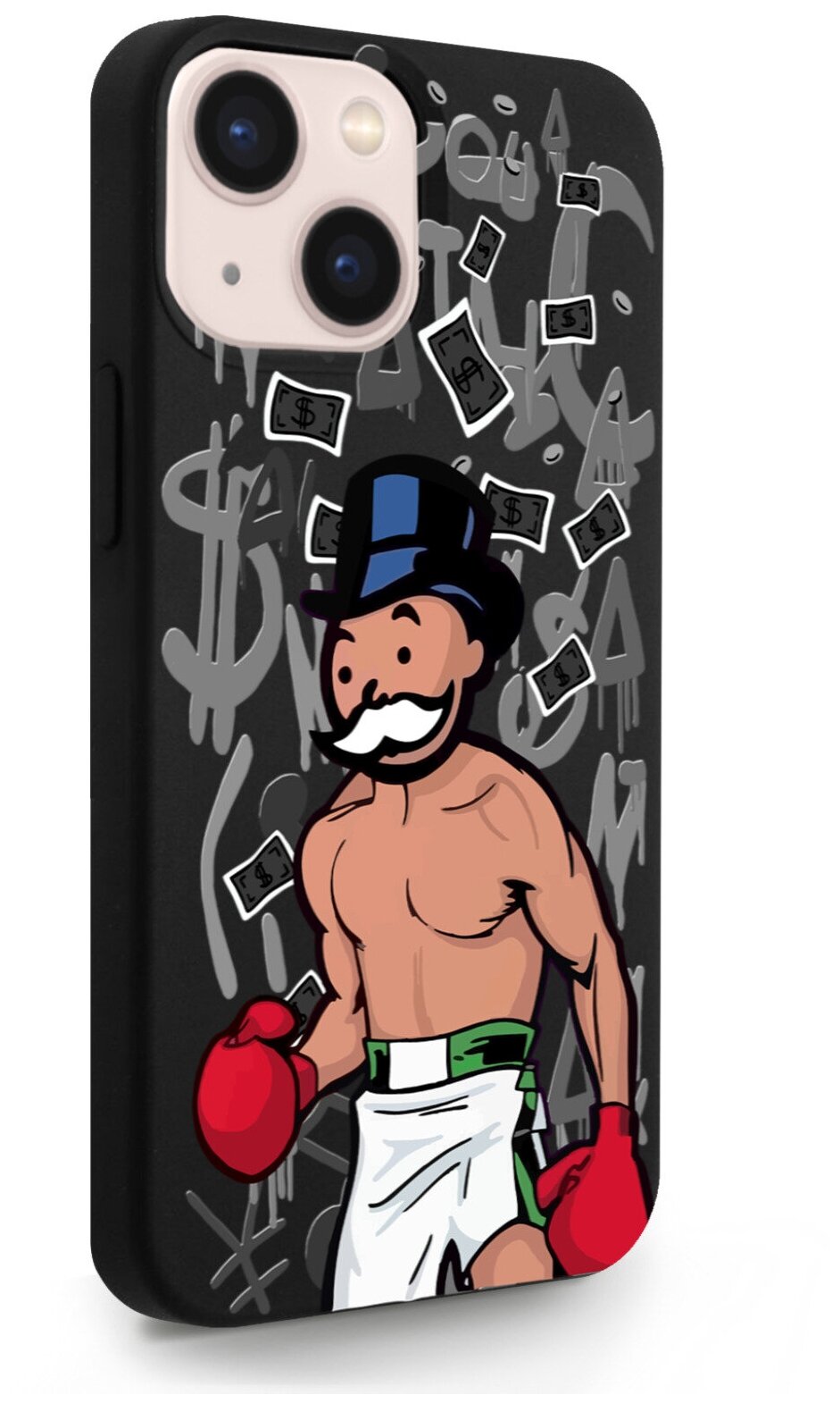 Черный силиконовый чехол MustHaveCase для iPhone 13 Mini Monopoly Boxing/ Монополия Боксер для Айфон 13 Мини Противоударный