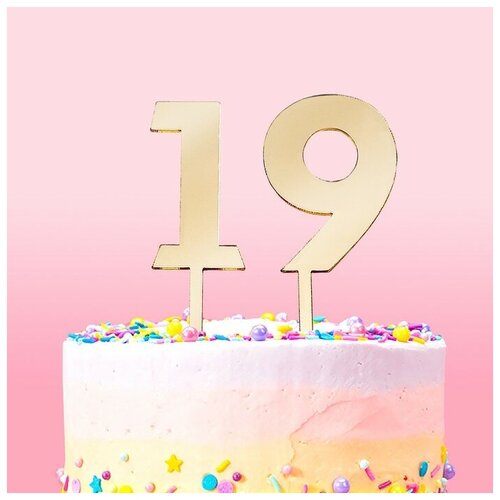 Набор топперов для торта Доляна «Цифры», 10 шт, 8×3 см, цвет золотой праздничные украшения для торта в стиле диснея принцессы топперы для торта торта флажки для девочек товары для дня рождения украшение то