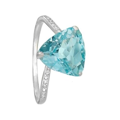 фото Серебряное кольцо 'дино' с голубым топазом и фианитами серена-сильвер