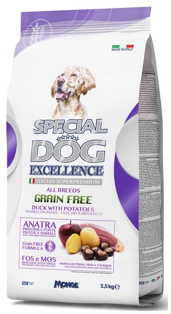 Корм для собак SPECIAL DOG EXCELLENCE Grain Free утка, картофель, яблоки, каштаны сух. 2,5кг