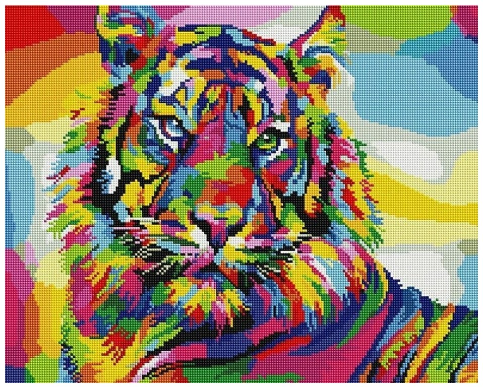 Алмазная мозаика "Радужный тигр" 40x50 см Арт Фея