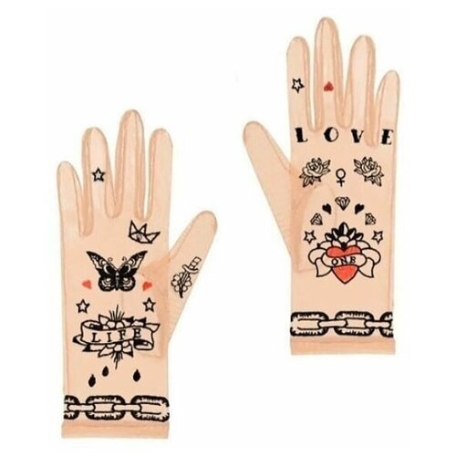 фото Перчатки тату lombric "love", бежевый