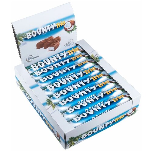 Шоколадные батончики Bounty, 24 шт по 82.5 г, Кокос, шоколад