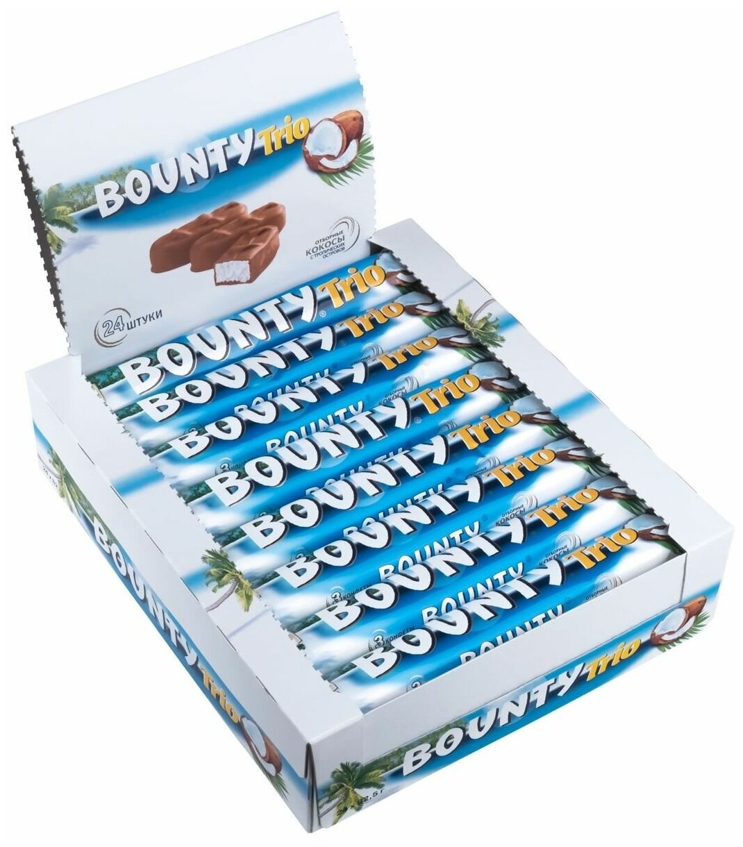 Шоколадный батончик Bounty Trio , 24 шт по 82,5 г