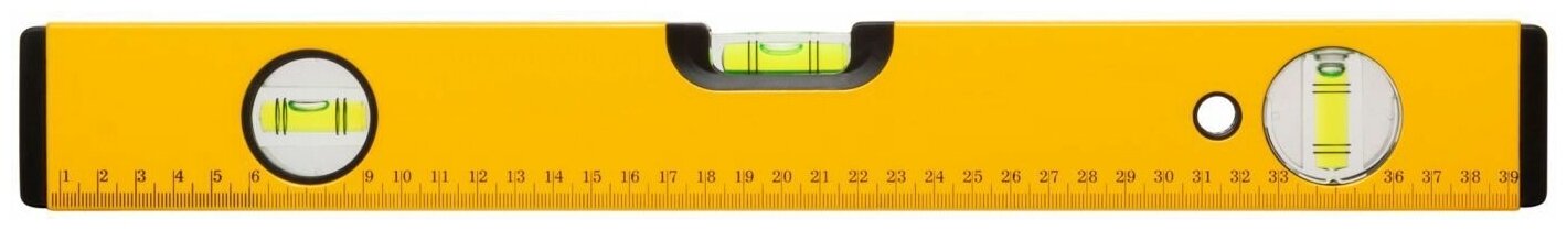 Уровень "Магнит", 2 глазка + 1 поворотный, желтый усиленный корпус, магниты, шкала, Профи 400 мм