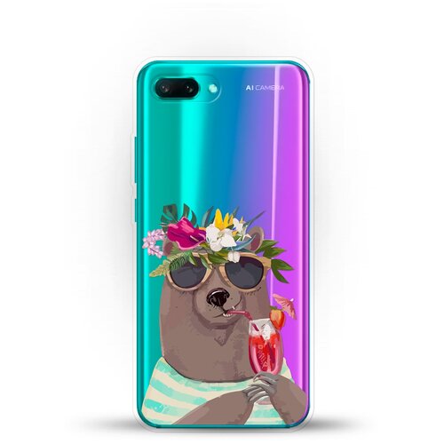 фото Силиконовый чехол медведь с коктейлем на honor 10 andy & paul