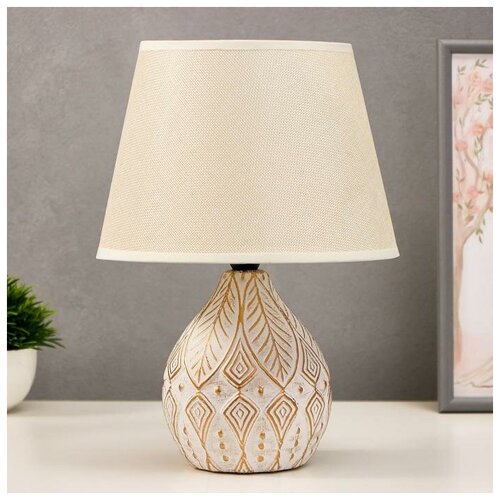 фото Лампа настольная risalux e14, 40 вт, белый с золотой патиной, 23*23*32 см