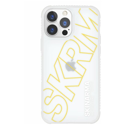 Чехол для iPhone 13 Pro Skinarma Uemuki Yellow, противоударная пластиковая накладка с рисунком, силиконовый бампер с защитой камеры