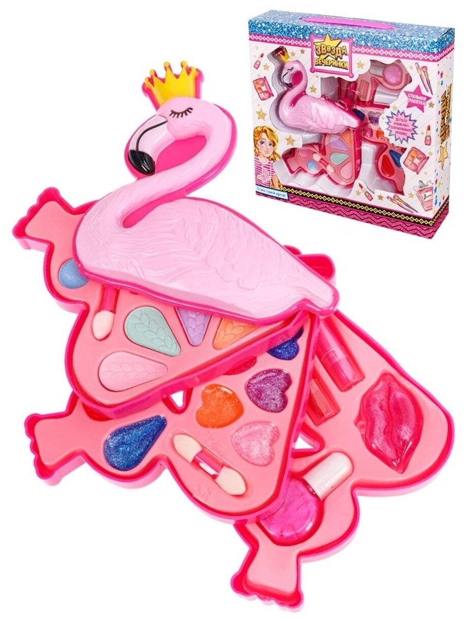 фото Набор детской косметики Рыжий кот "Фламинго №2", тени, помада, блеск для губ, лак (КС-4354)