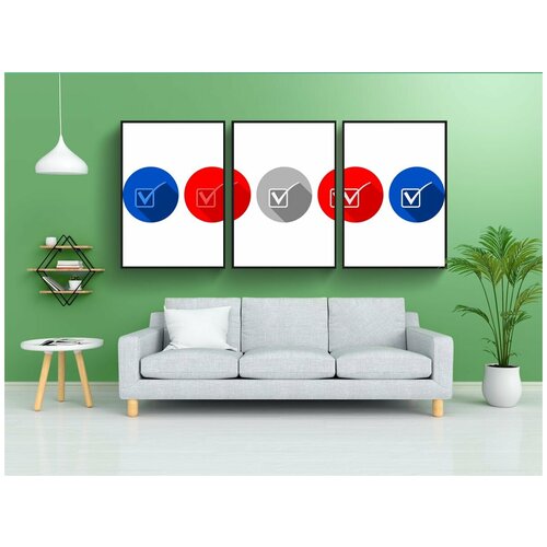 фото Набор модулных постеров для интерьера "икона, красный, синий" 60x90 см. в тубусе, без рамки lotsprints