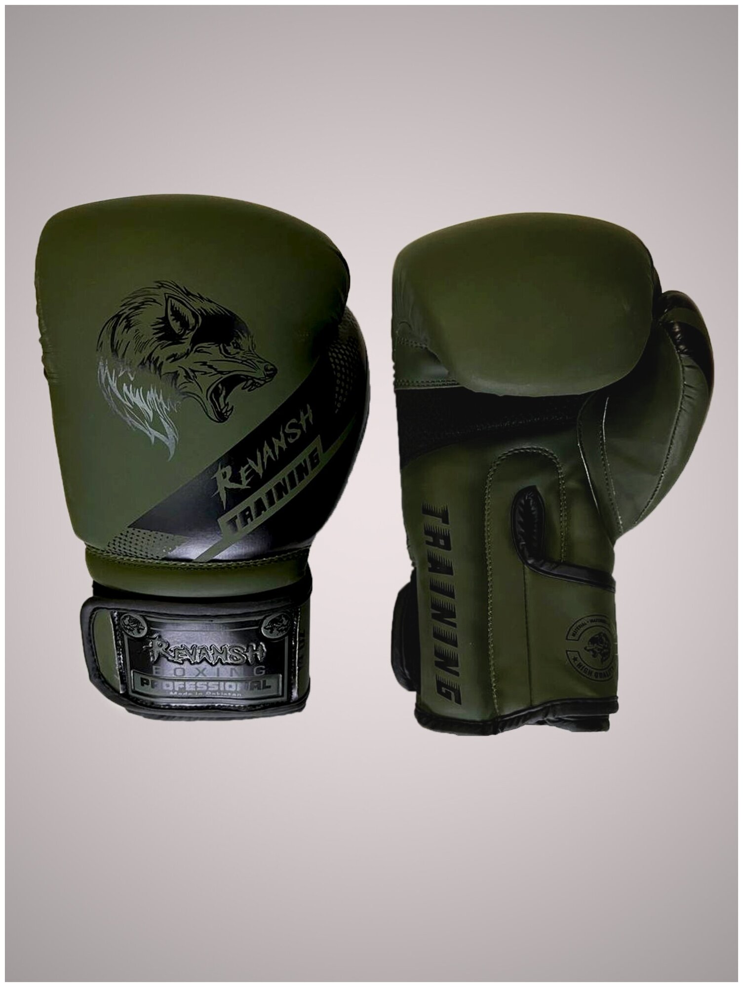 Боксерские Перчатки из искусственной кожи REVANSH WOLF KHAKI 14 унций