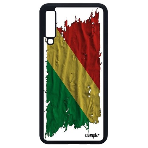 фото Красивый чехол на // samsung galaxy a7 2018 // "флаг конго браззавиль на ткани" патриот стиль, utaupia, белый