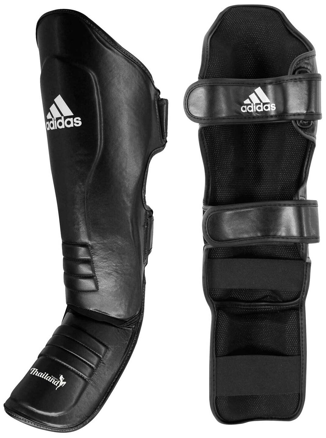 Защита голени и стопы Muay Thai Shin Instep Leather черно-белая (размер XL)