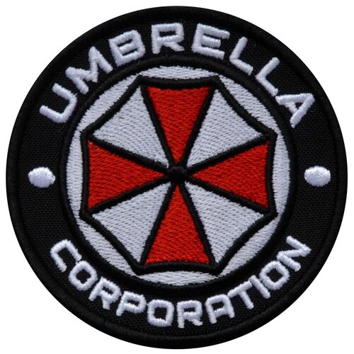 Нашивка (шеврон, патч) на липучке, Стежкофф, Umbrella corporation , черный кант, 8,5 см, 1 штука