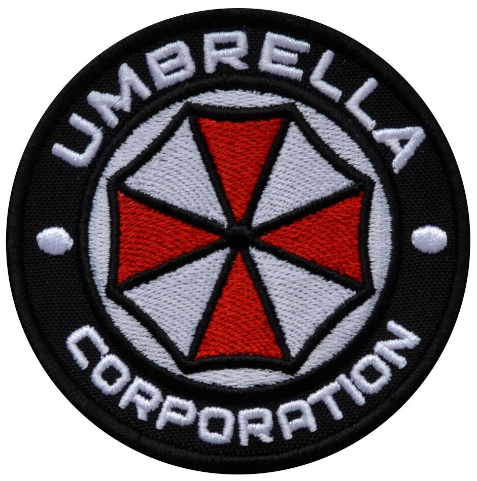 Нашивка (шеврон, патч) на липучке, Стежкофф, "Umbrella corporation ", черный кант, 8,5 см, 1 штука