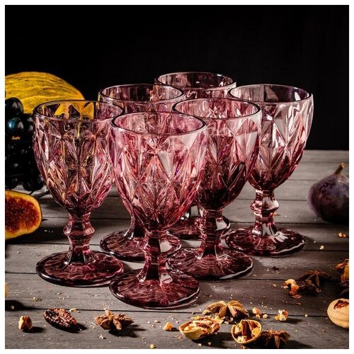 Набор бокалов стеклянных Magistro Круиз, 250 мл, 8x15,3 см, 6 шт, цвет розовый
