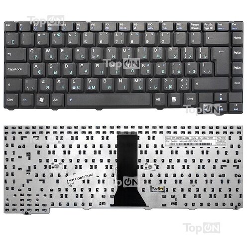 Клавиатура для ноутбука Asus F2, F3, X53, PRO31, T11, Z53 Series. (28pin). Г-образный Enter. Черная, без рамки. K012462A1, 04GNI11KUS00.