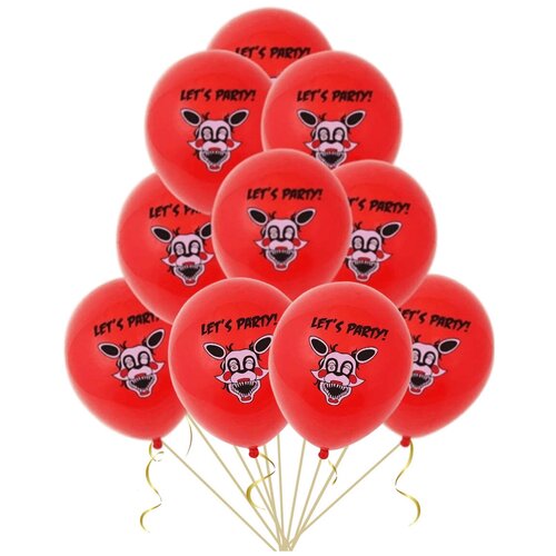 Набор воздушных шаров фнаф Фокси (красный, 10 шт, 32 см)